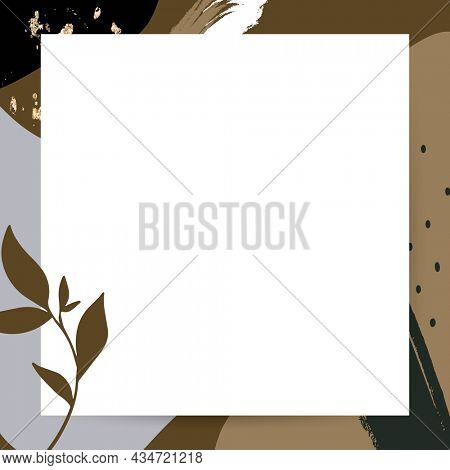 Botanical frame on brown Memphis background
