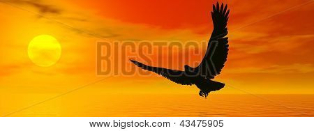 Aquila da tramonto - rendering 3D