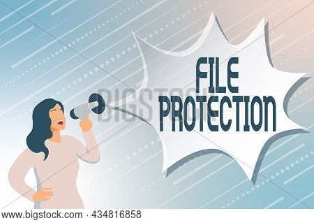 Handwriting Text File Protection. Conceptual Photo Preventing Accidental Erasing Of Data Using Stora