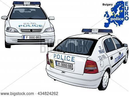Bulgarian Police Car - Colored Illustration From Series Euro Police, Vector