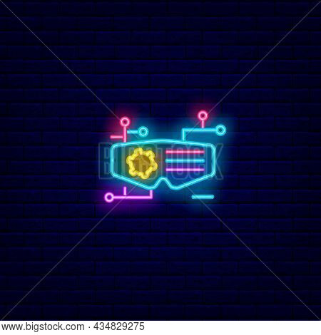 Cyberpunk Virtual Reality Glasses Color Icon. Futuristic Gadget. Exoskeleton And High Tech Technolog