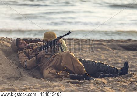 Operation Avalanche, Historical Re-enactment Of The 1943 Salerno Landing On The Beach Of Paestum