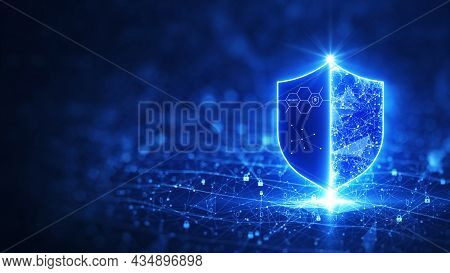 Data Protection Is A Concept In Cybersecurity And Privacy Technologies. There Is A Shield On The Rig