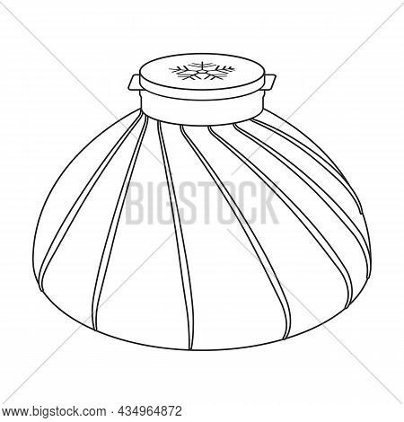 Bag Ice Vector Outline Icon. Vector Illustration Cold Pouch On White Background. Isolated Outline Il