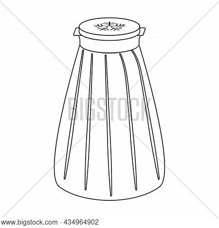 Bag Ice Vector Outline Icon. Vector Illustration Cold Pouch On White Background. Isolated Outline Il