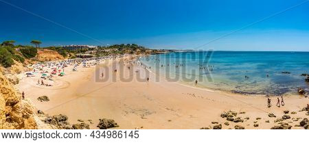 Aerial drone panoramic shots of Praia da Balaia and Praia de Santa Eulalia Portugal, Algarve Albufeira