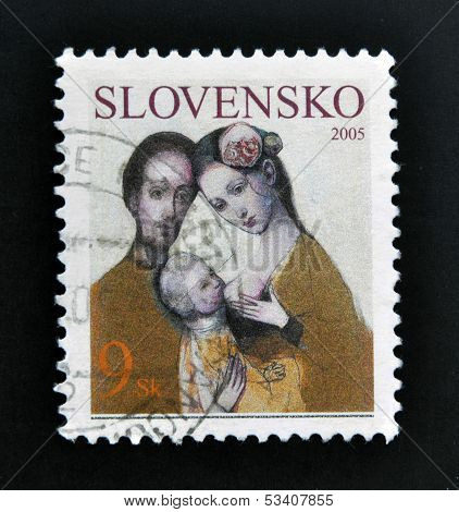 SLOVAKIA - CIRCA 2005: A stamp printed in Slovakia dedicated to family circa 2005