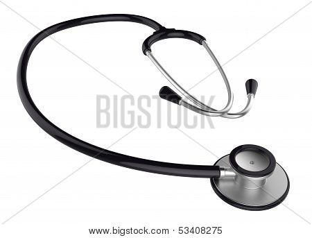 Black Stethoscope On White Background