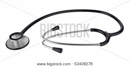 Black Stethoscope On White Background