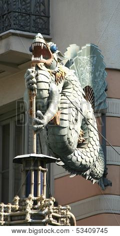 Barcelona, Spain - 2013 July 23: Dragon Of Casa Bruno Cuadros