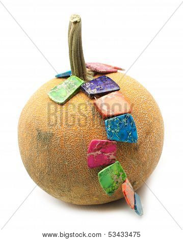 Pumpkin With Colorful Mosaic Jasper Gemstone Beads