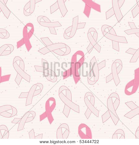 Breast Cancer Awareness Pink Ribbons Seamless Background.