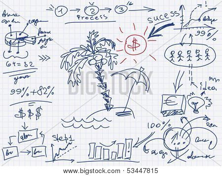 Finance chart, infographic elements sketch with palm tree