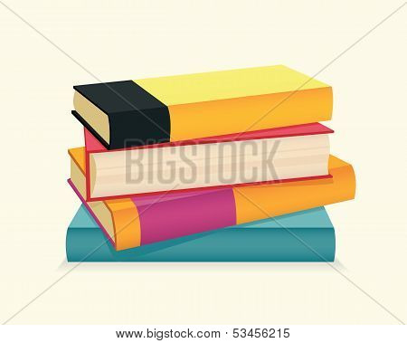 Stack of colorful books. Vector illustration.