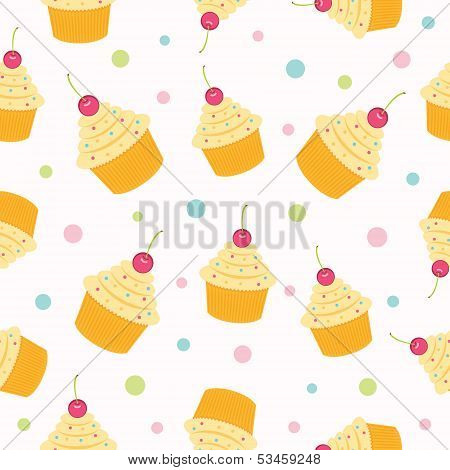 Cupcake Seamless Pattern. Vector illustration.
