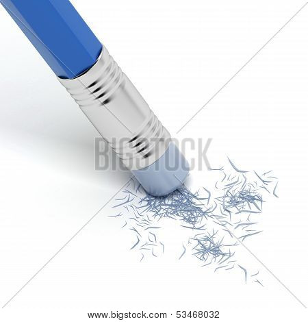 Blue pencil eraser