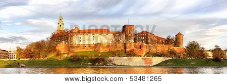Panorama of Wawel castle in Krakow, Poland