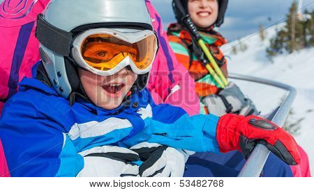 Skiing, winter, family