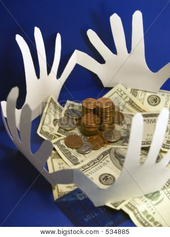 Geld papier handen