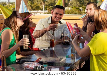 Celebrating my birthday at a bar