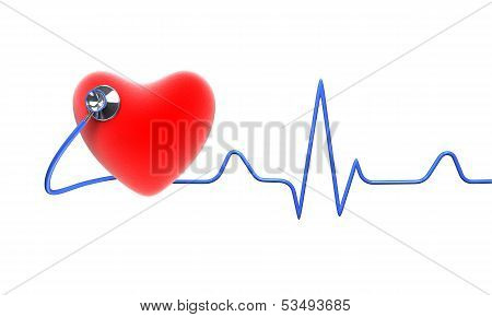 Red Heart With A Stethoscope