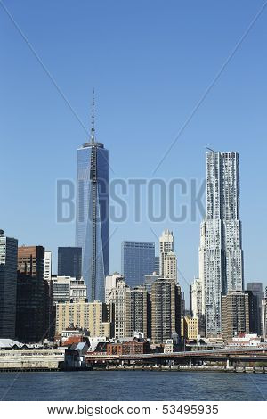 Freedom Tower and Beekman Tower in Lower Manhattan