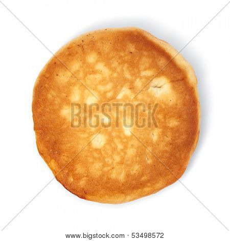 pancake taken in natural light isolated on white background with path