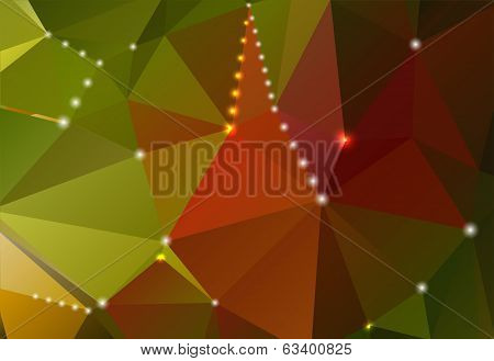 Abstract background with triangular shapes and shiny circles