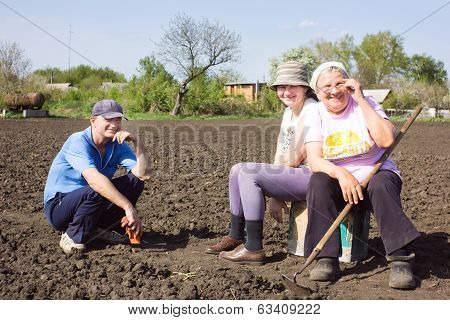 Family in garden