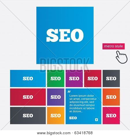 SEO sign icon. Search Engine Optimization symbol.