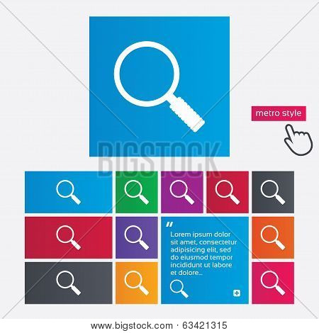 Magnifier glass sign icon. Zoom tool. Navigation