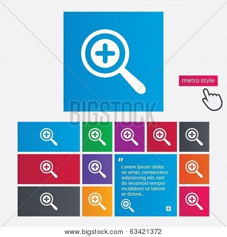 Magnifier glass sign icon. Zoom tool. Navigation