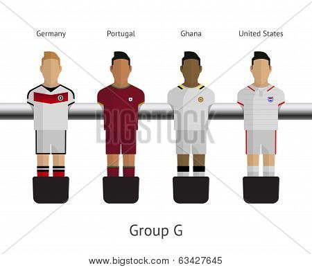 Table football, soccer players. Group G - Germany, Portugal, Ghana, United States