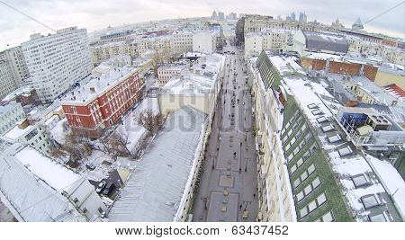 MOSCOW, RUSSIA - DEC 1, 2013: Kamergersky lane. Since 1998, lane became pedestrian and closed for vehicles.