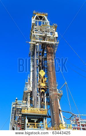 Derrick Of Tender Drilling Oil Rig (barge Oil Rig) On The Production Platform