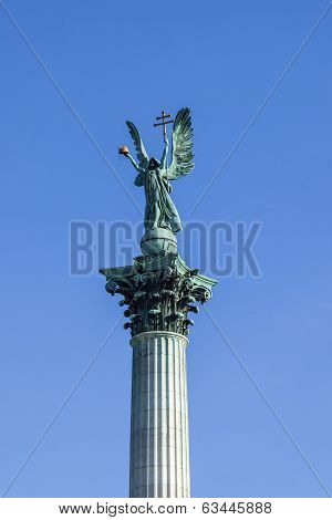 Budapest, Hungary. Sculptural details of a memorial in honor of the 1000th anniversary of Hungary