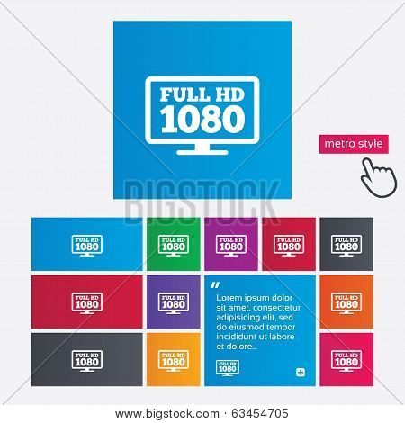 Full hd widescreen tv. 1080p symbol.