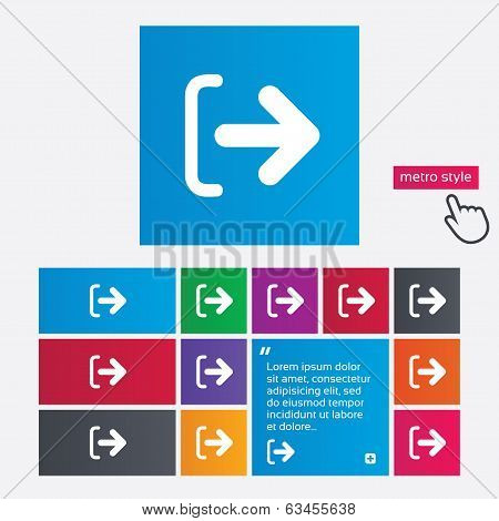 Logout sign icon. Log out symbol. Arrow.