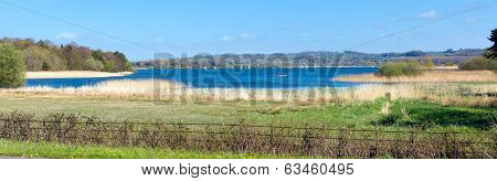 Panorama Chew Valley Lake and reservoir Somerset England uk