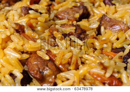 Pilau (pilaw, plov) - a rice and meat meal macro
