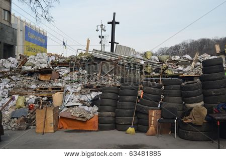 KIEV, UKRAINE - APR 7, 2014: Mass destruction after  Putsch of Junta in Kiev,suppurted by USA and EU. Kiev.April 7, 2014 Kiev, Ukraine 
