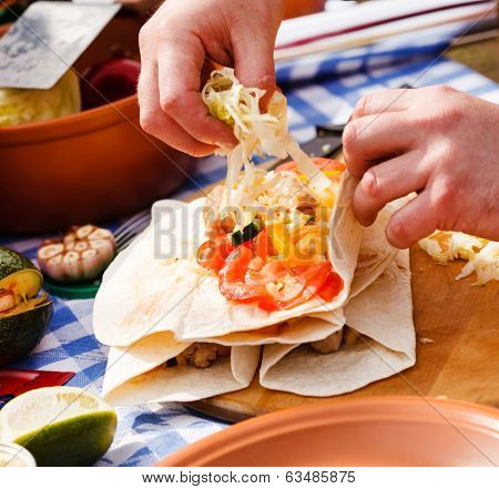 chef making tortilla