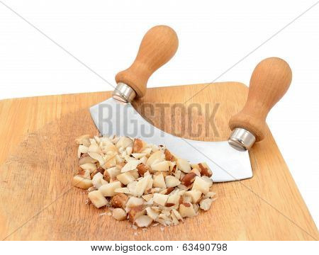 Chopped Brazil Nuts With A Rocking Knife
