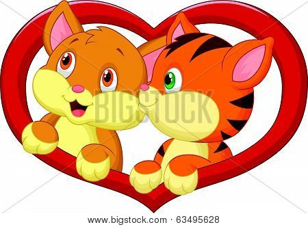 Cat cartoon in love