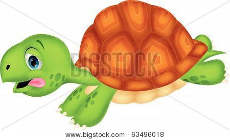 Cute turtle cartoon running