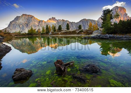 Limides Lake and Mount Lagazuoi, Dolomites