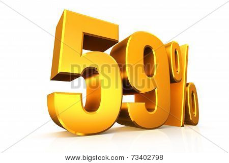 3D Render Text In 59 Percent In Gold