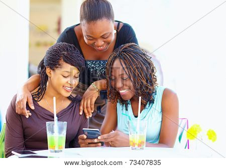 Happy African Friends Chatting In Social Network