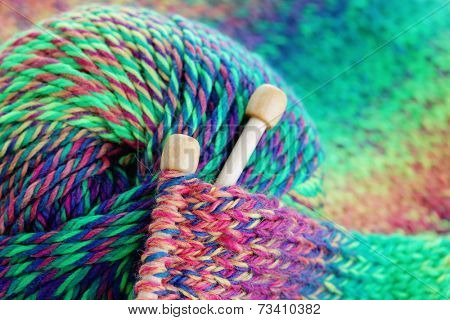 close-ups of needle and wool - needlecraft