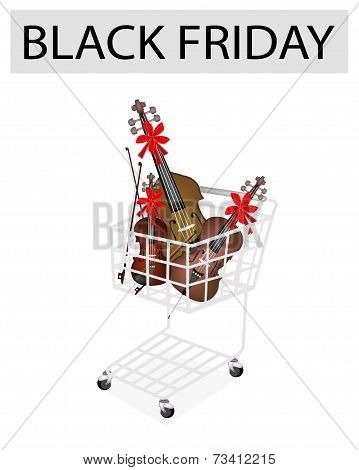 Beautiful Musical Instrument Strings On Brown Background
